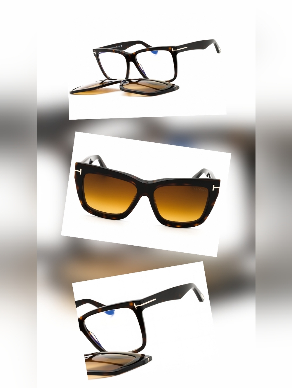 Tom Ford Women's Tortoiseshell Brown Square Glasses and Sunglasses Set - Picture 4 of 8